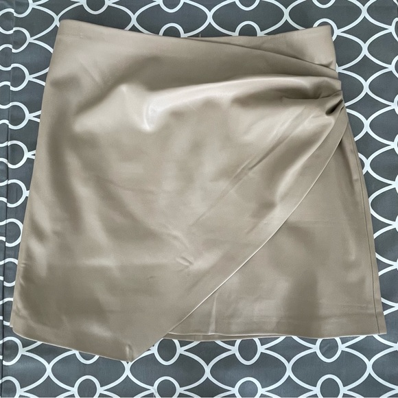 Mango Faux Tan Leather Wrap Skirt - Picture 2 of 4